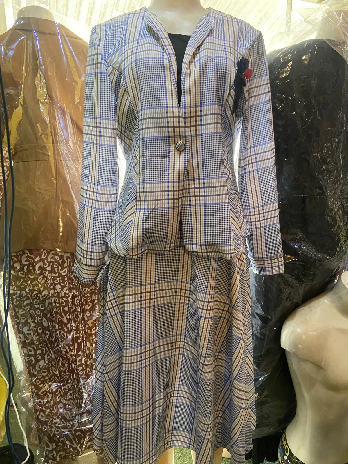 Miniature Ensemble jupe & veste carrelée
