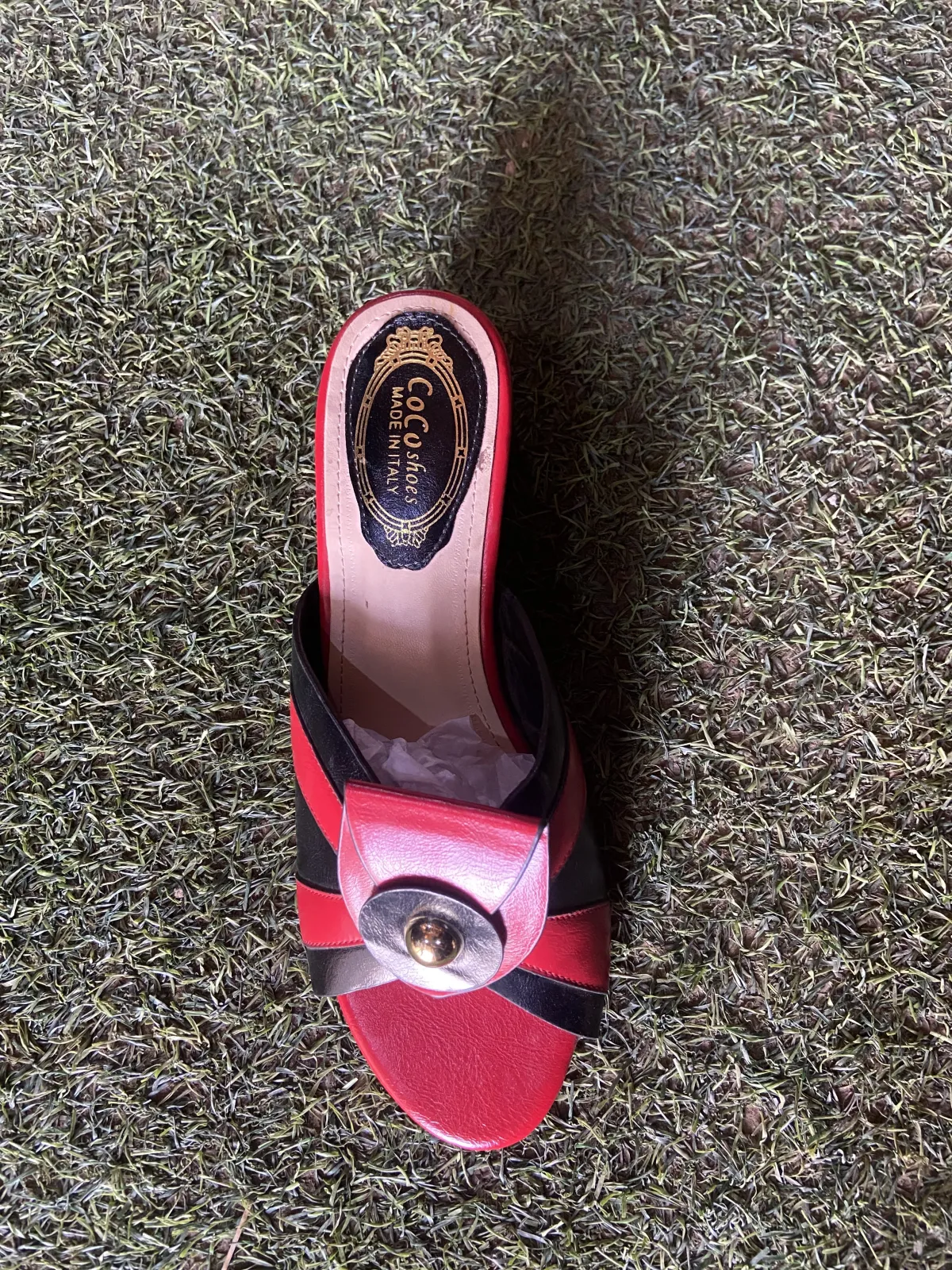 Babouche dame rouge noire