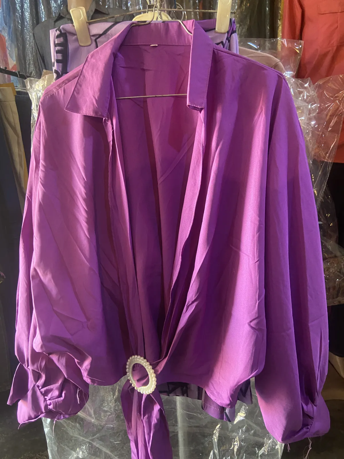 Miniature Ensemble pantalon avec blouse mauve