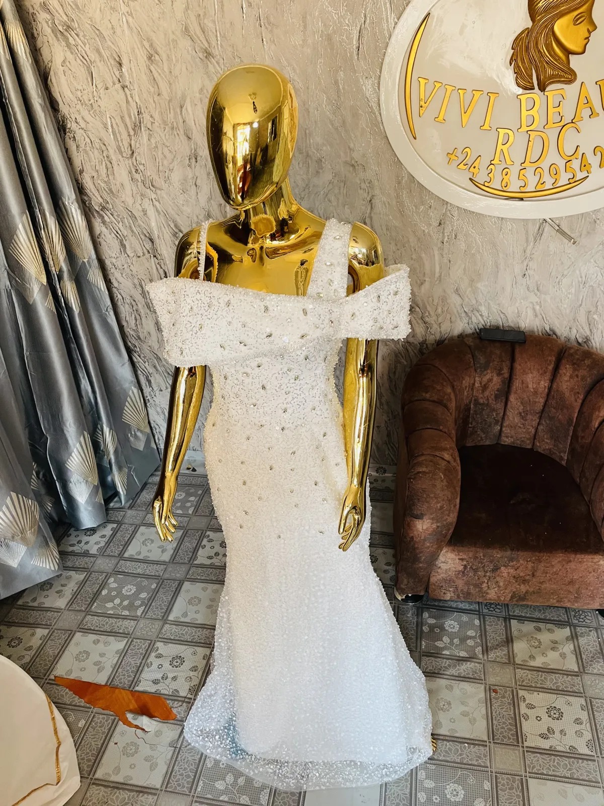 Miniature Robe sirène perlée (mariage)